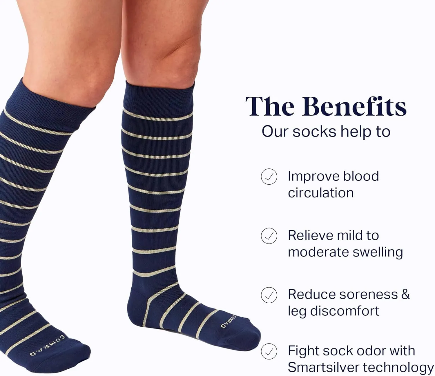 Comrad Nylon Knee High Socks - 15-20mmHg Graduated Compression Socks - Soft & Breathable Support Unisex Socks