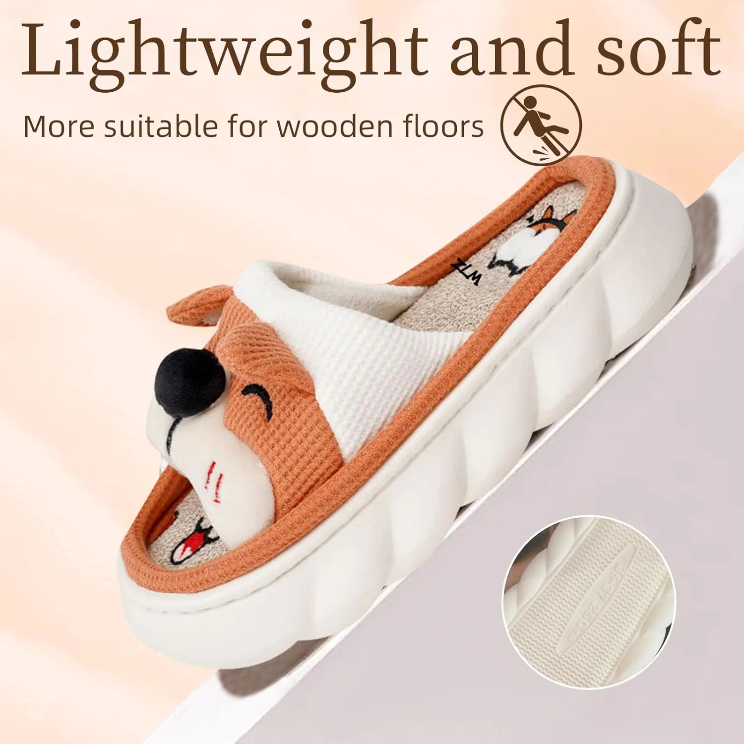 Corgi Slippers, Fuzzy House Shoes Outdoor Indoor Warm Cute Soft Comfy Bedroom Slipper for Women and Men Christmas Halloween Gifts, Yellow