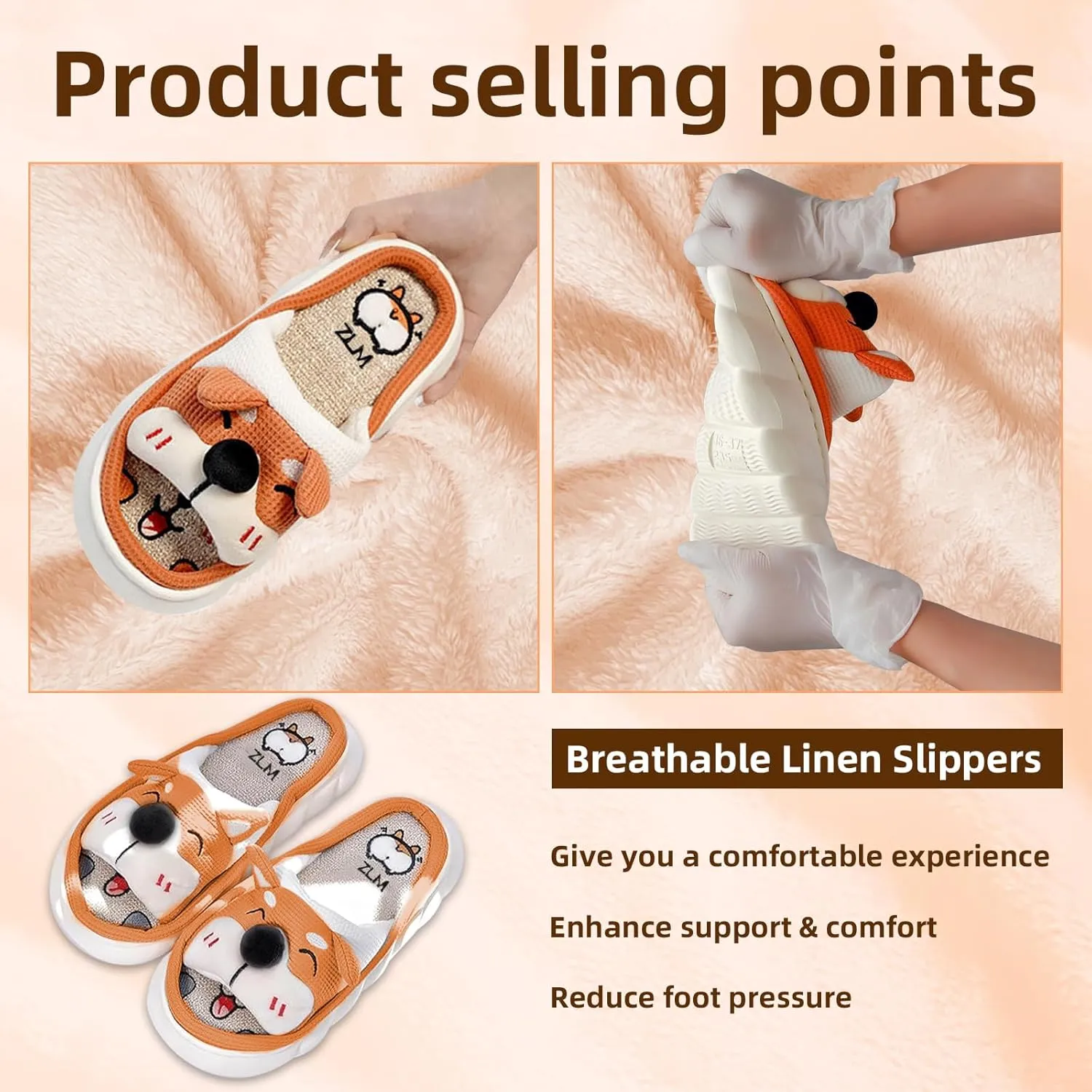 Corgi Slippers, Fuzzy House Shoes Outdoor Indoor Warm Cute Soft Comfy Bedroom Slipper for Women and Men Christmas Halloween Gifts, Yellow