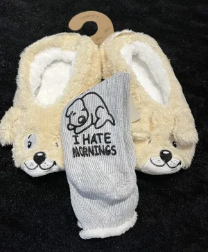 “COZY TIME” Slippers Size Medium (7-8) & Slipper Socks