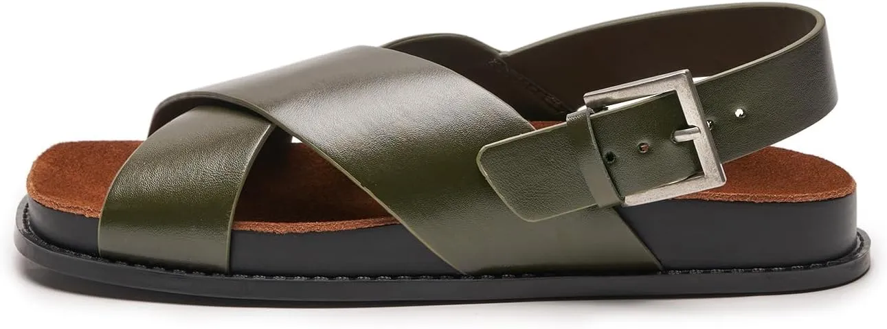 C.Paravano Women Sandals,Comfortable Dressy Flat Slides Summer Sandals with Arch Support for Walking Beach Casual Adjustable Buckle Slip-Ons Fashion Shoes