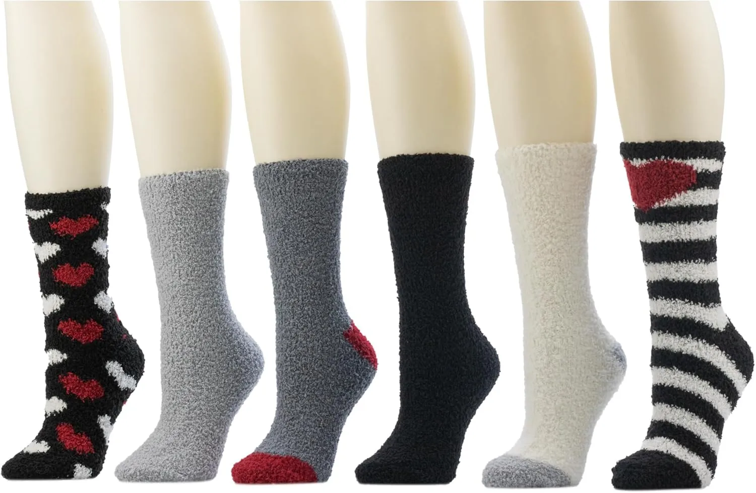 Cuddl Duds Women 6 Pair Pack Cozy Super Soft Sleep Lounge Multi Pattern Crew Socks