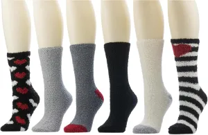 Cuddl Duds Women 6 Pair Pack Cozy Super Soft Sleep Lounge Multi Pattern Crew Socks