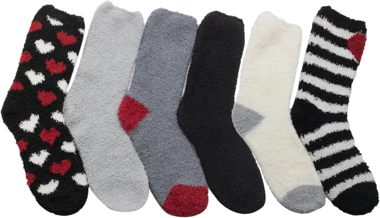 Cuddl Duds Women 6 Pair Pack Cozy Super Soft Sleep Lounge Multi Pattern Crew Socks