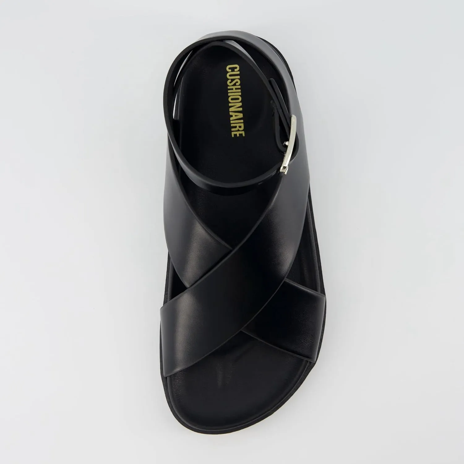CUSHIONAIRE Emoji Platform Sandal for Women | Vegan Leather Crisscross Straps & Adjustable Ankle Buckle | Comfortable Walking Sandals | Slip-On Sandals for Women | Wide Width Available