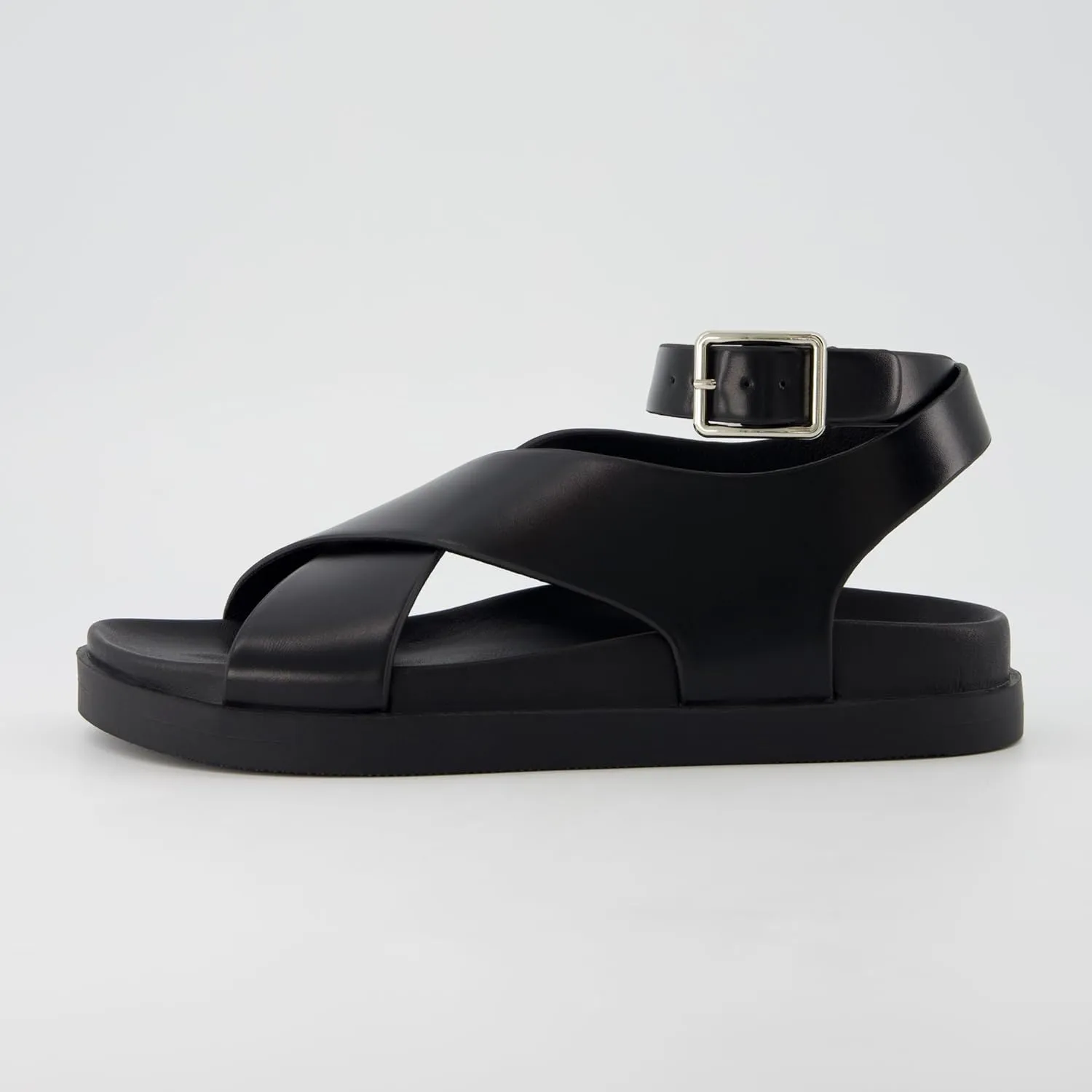 CUSHIONAIRE Emoji Platform Sandal for Women | Vegan Leather Crisscross Straps & Adjustable Ankle Buckle | Comfortable Walking Sandals | Slip-On Sandals for Women | Wide Width Available