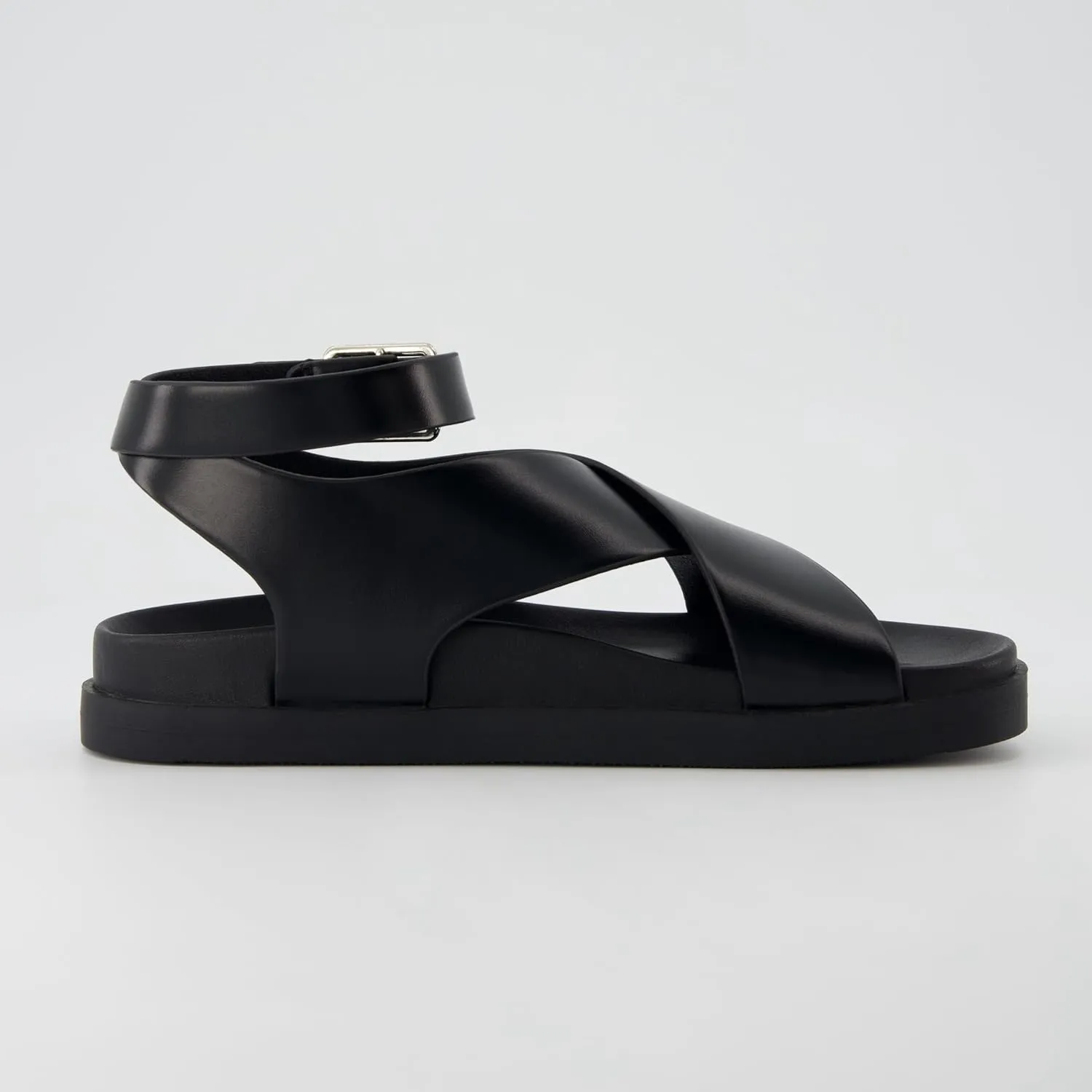 CUSHIONAIRE Emoji Platform Sandal for Women | Vegan Leather Crisscross Straps & Adjustable Ankle Buckle | Comfortable Walking Sandals | Slip-On Sandals for Women | Wide Width Available