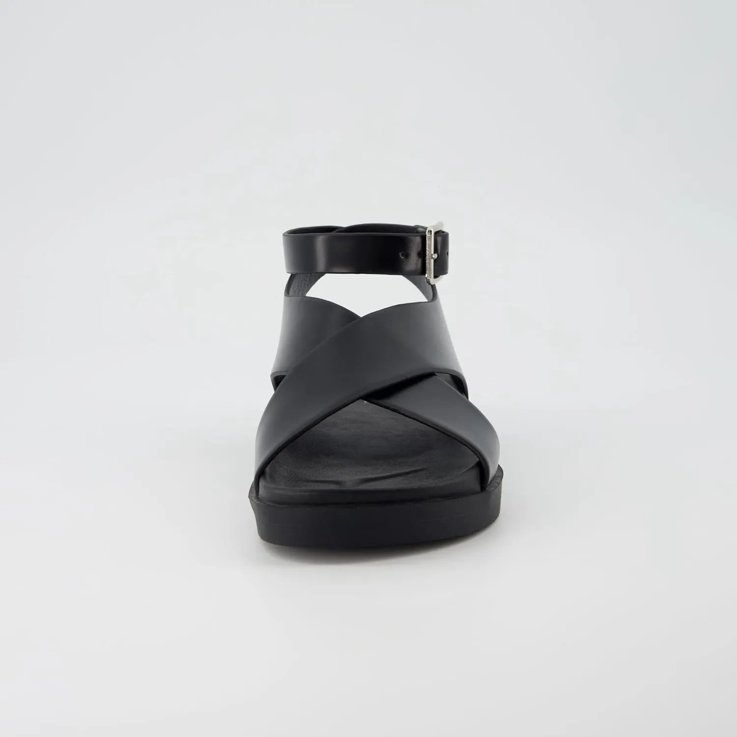 CUSHIONAIRE Emoji Platform Sandal for Women | Vegan Leather Crisscross Straps & Adjustable Ankle Buckle | Comfortable Walking Sandals | Slip-On Sandals for Women | Wide Width Available