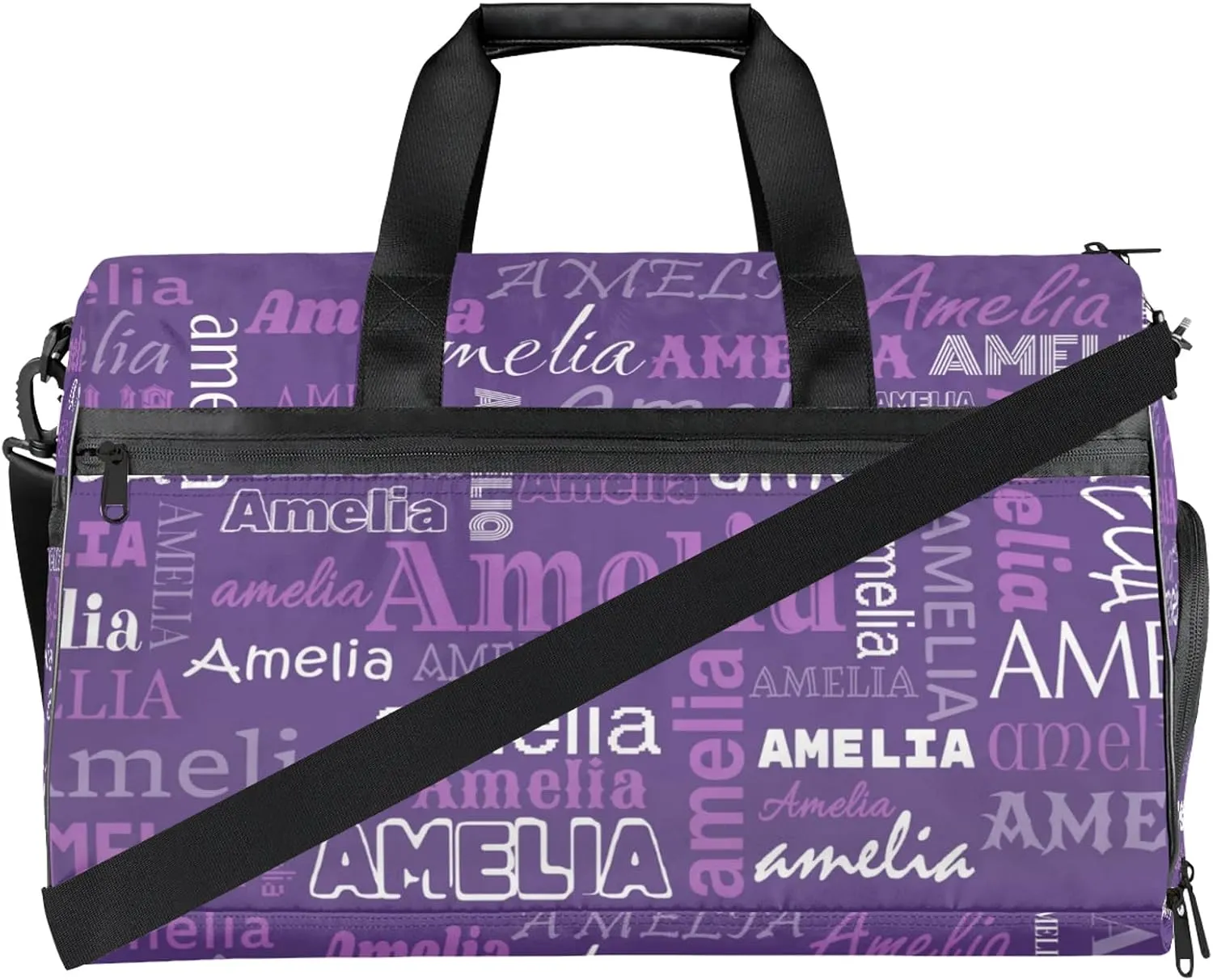 Custom Sports Duffel Bag with Name Personalized Gymnastics Bag with Shoes Compartment for Women Dance Ballet Bag Travel Duffels Lightweight, Dark Purple