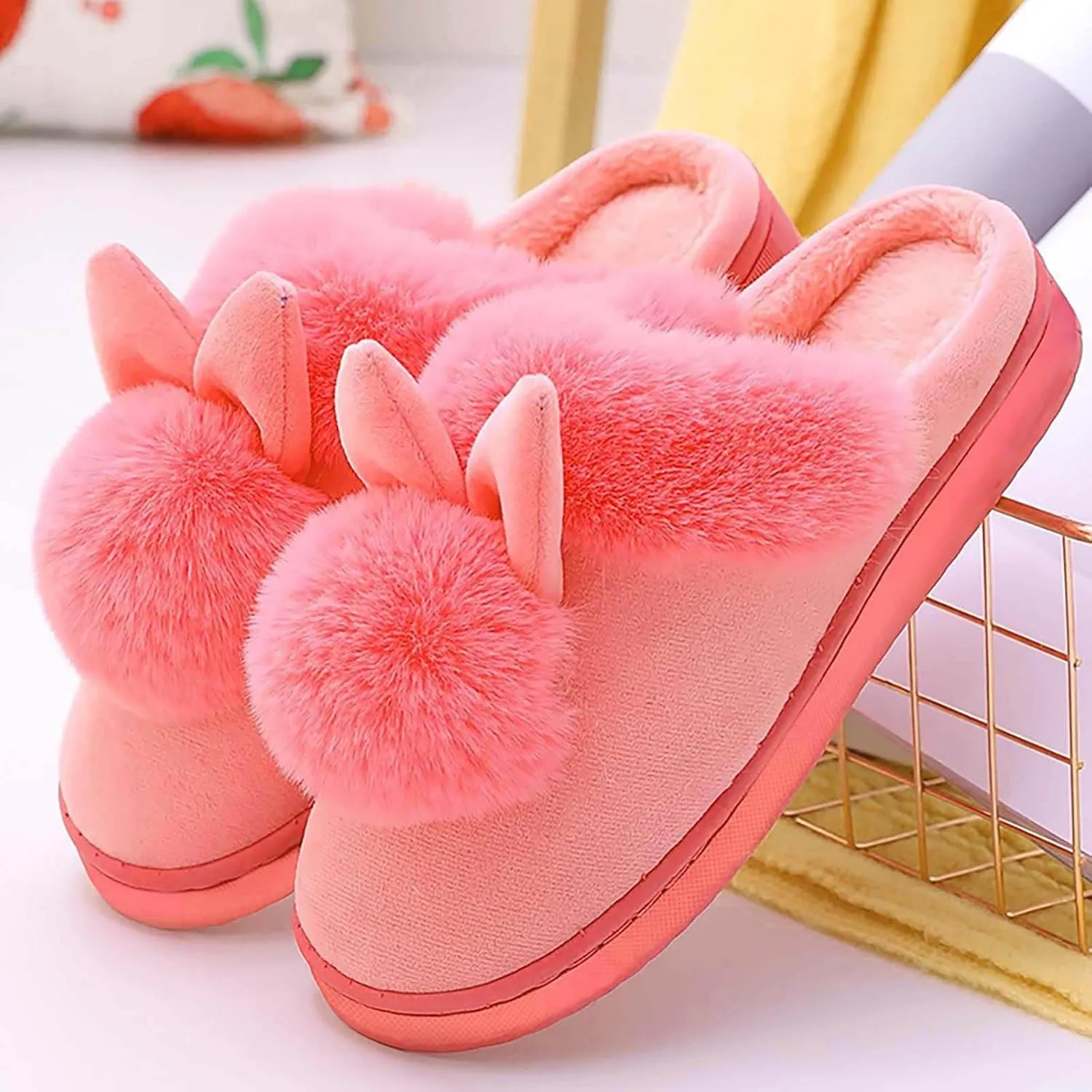 Cute Bunny Slippers for Women Home Bedroom Warm Animal Slippers Winter Indoor Fluffy Slippers Comfy Cozy Slippers