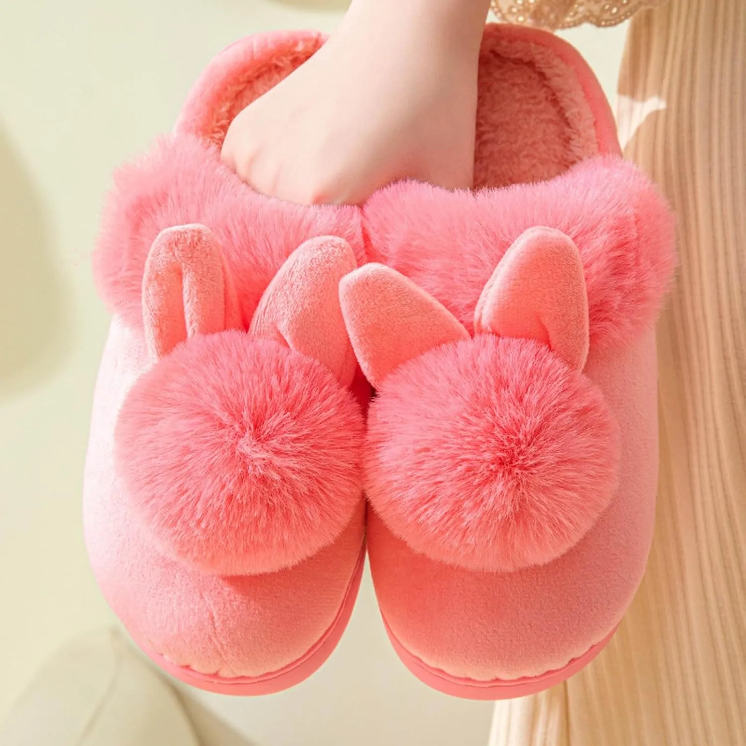 Cute Bunny Slippers for Women Home Bedroom Warm Animal Slippers Winter Indoor Fluffy Slippers Comfy Cozy Slippers