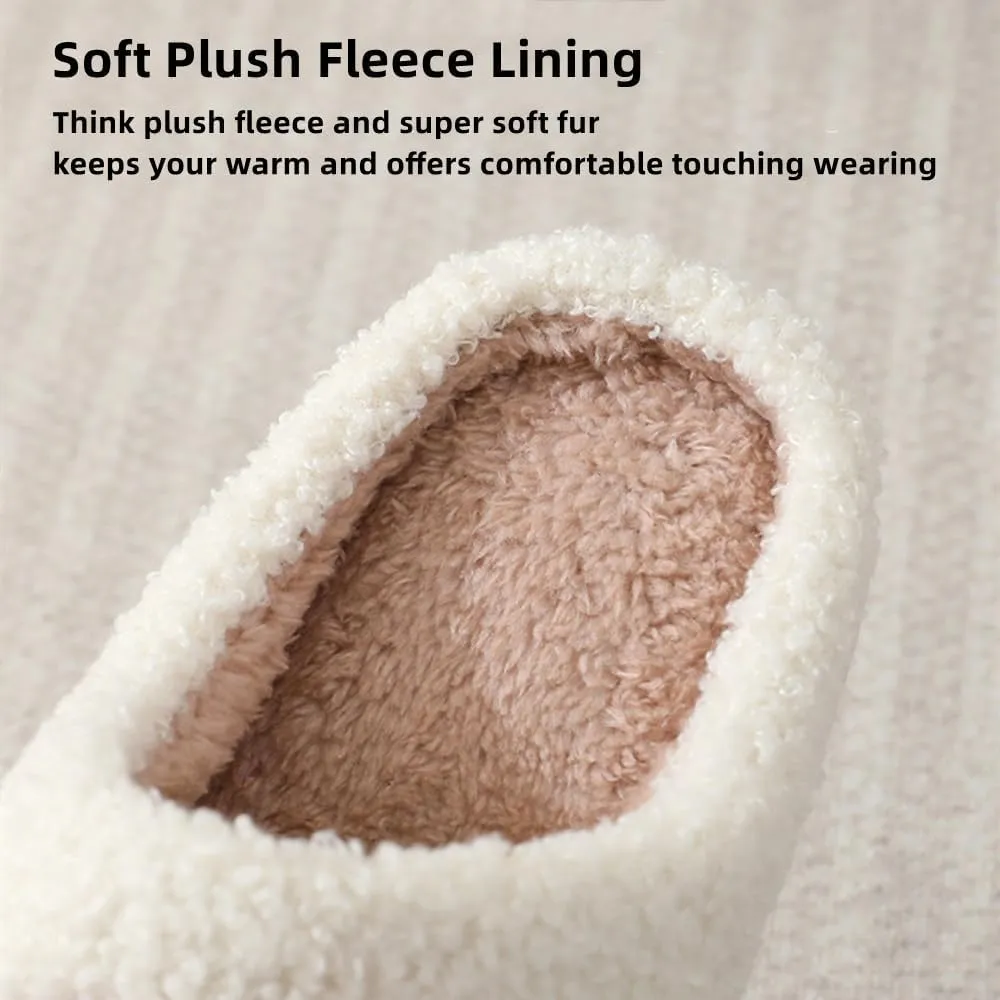 Cute Happy Face Slippers for Women Men, Retro Soft Plush Warm Cushioned Lightweight Non-Slip House Slippers Cozy Indoor Outdoor Slippers
