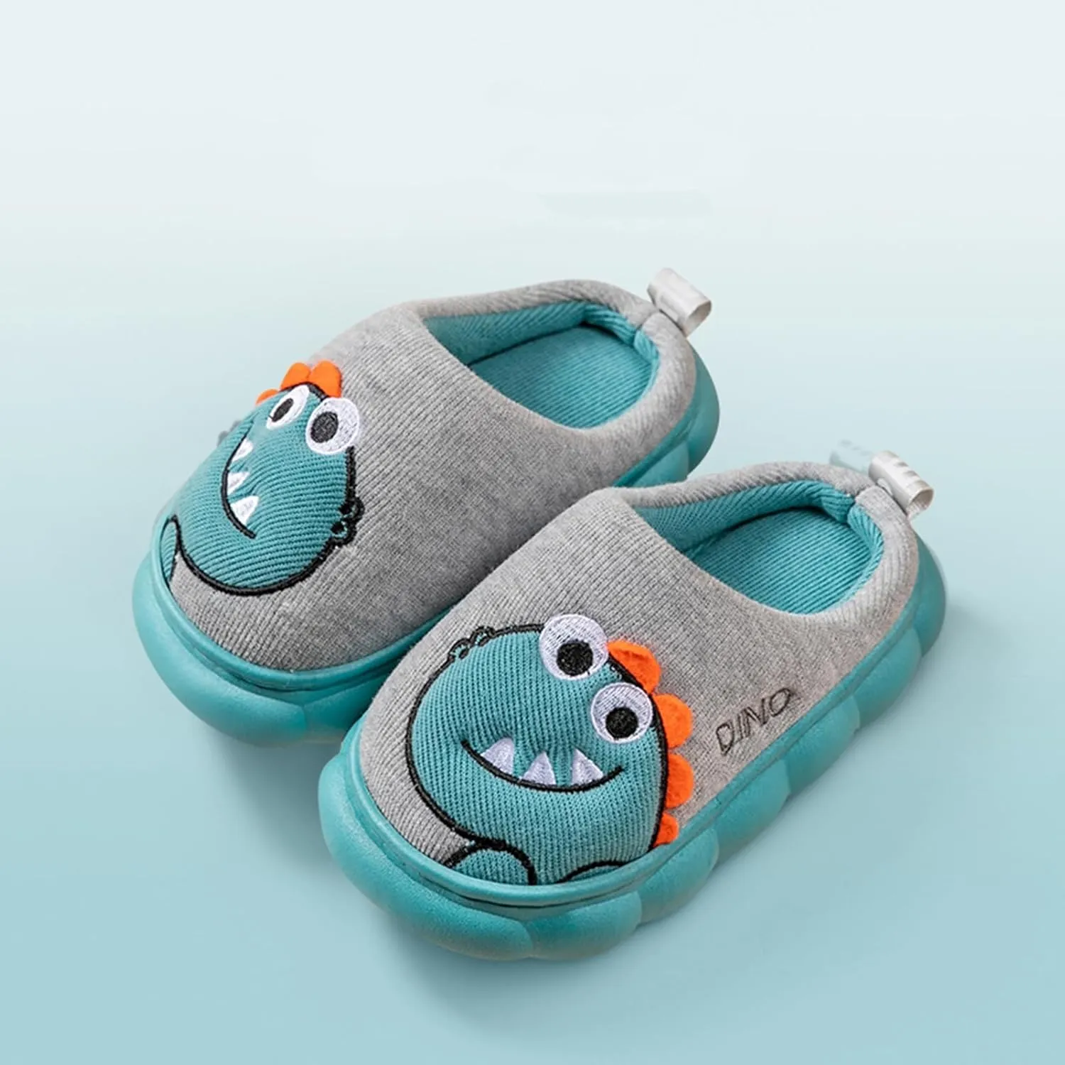 Cute House Slippers for Winter : Boys Girls Warm Cozy Cartoon Animal Slippers for Home Kids Cotton Dinosaur Slip on Memory Foam Non-Slip Indoor Shoes
