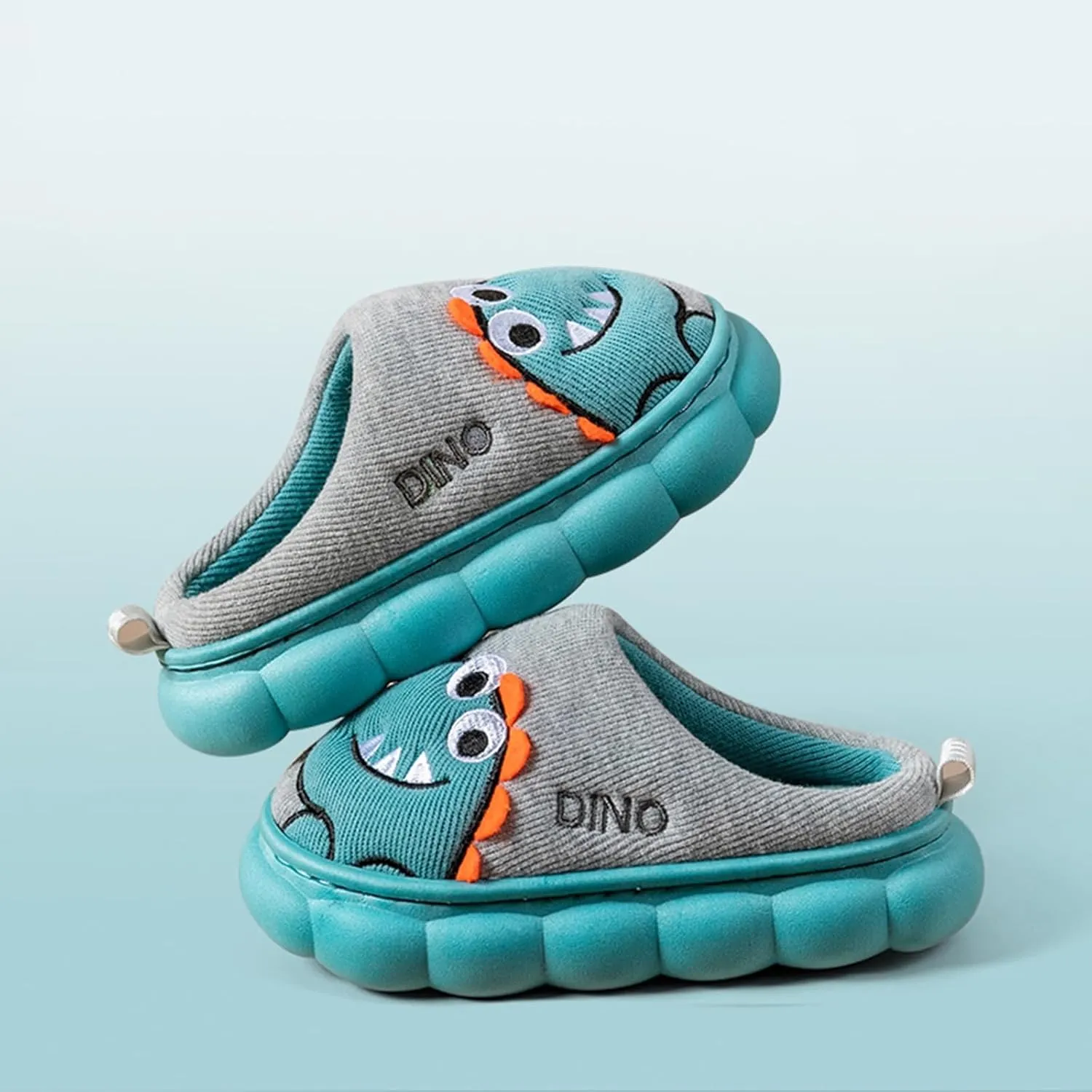 Cute House Slippers for Winter : Boys Girls Warm Cozy Cartoon Animal Slippers for Home Kids Cotton Dinosaur Slip on Memory Foam Non-Slip Indoor Shoes