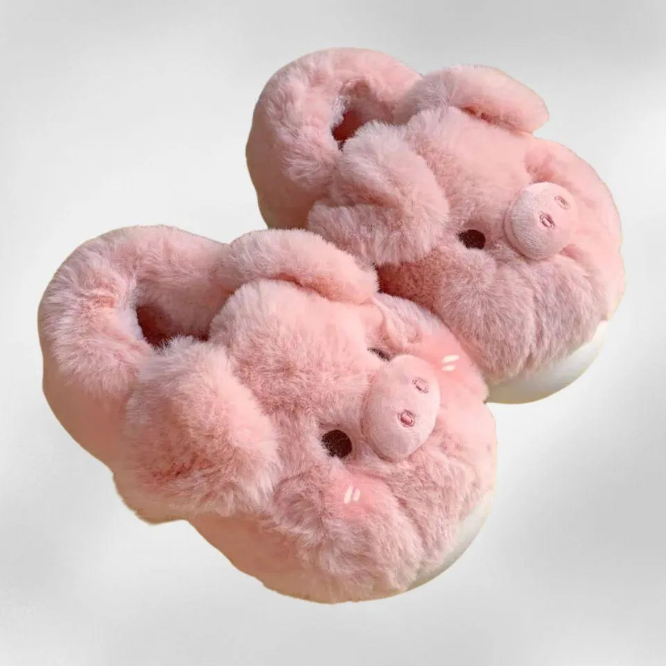 Cute Pig Slippers – Soft & Cozy Plush Indoor House Shoes
