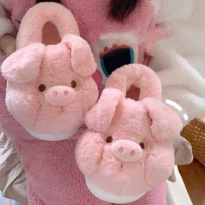 Cute Pig Slippers – Soft & Cozy Plush Indoor House Shoes