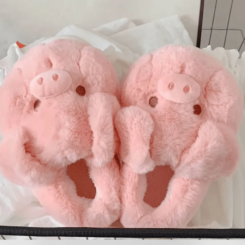 Cute Pig Slippers – Soft & Cozy Plush Indoor House Shoes