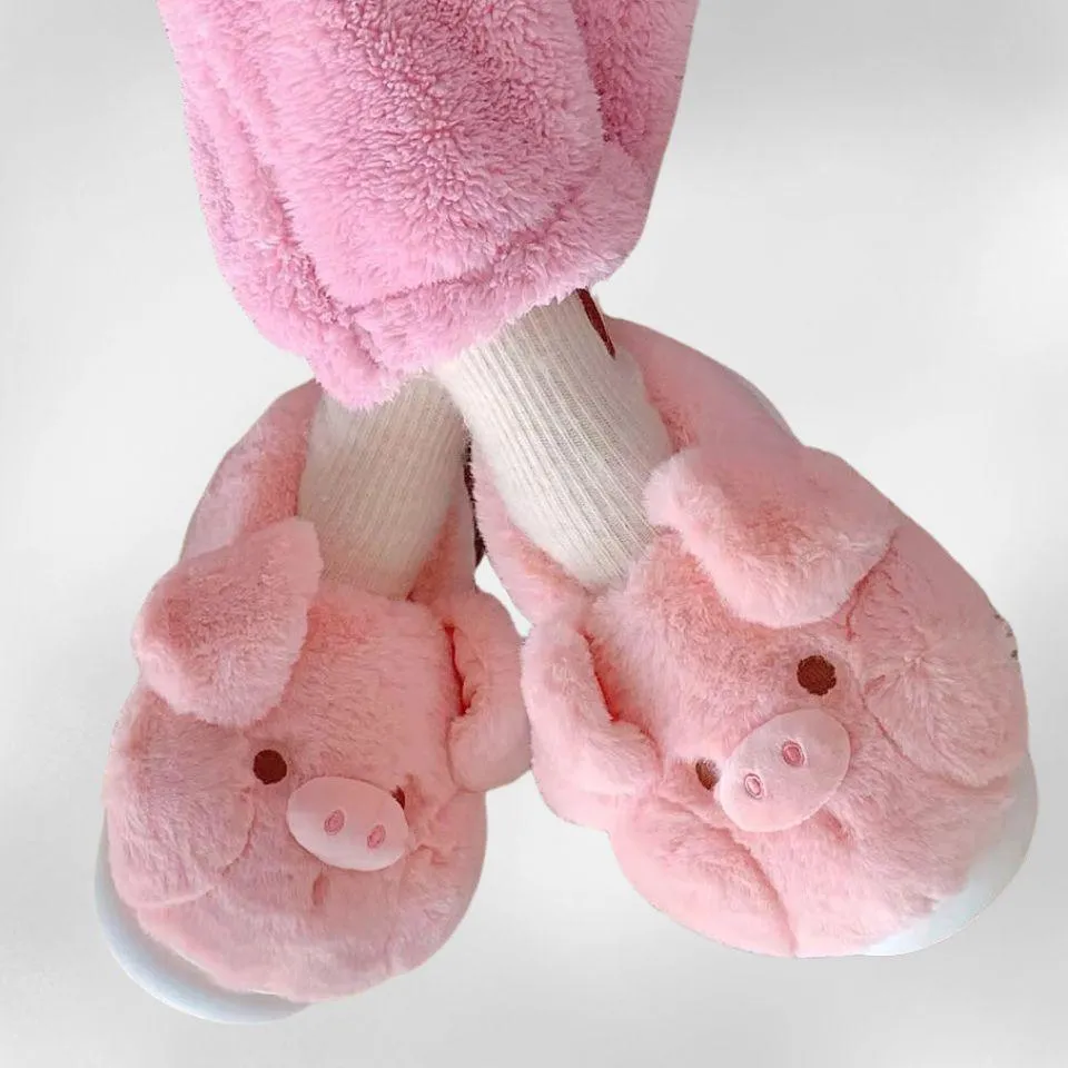 Cute Pig Slippers – Soft & Cozy Plush Indoor House Shoes