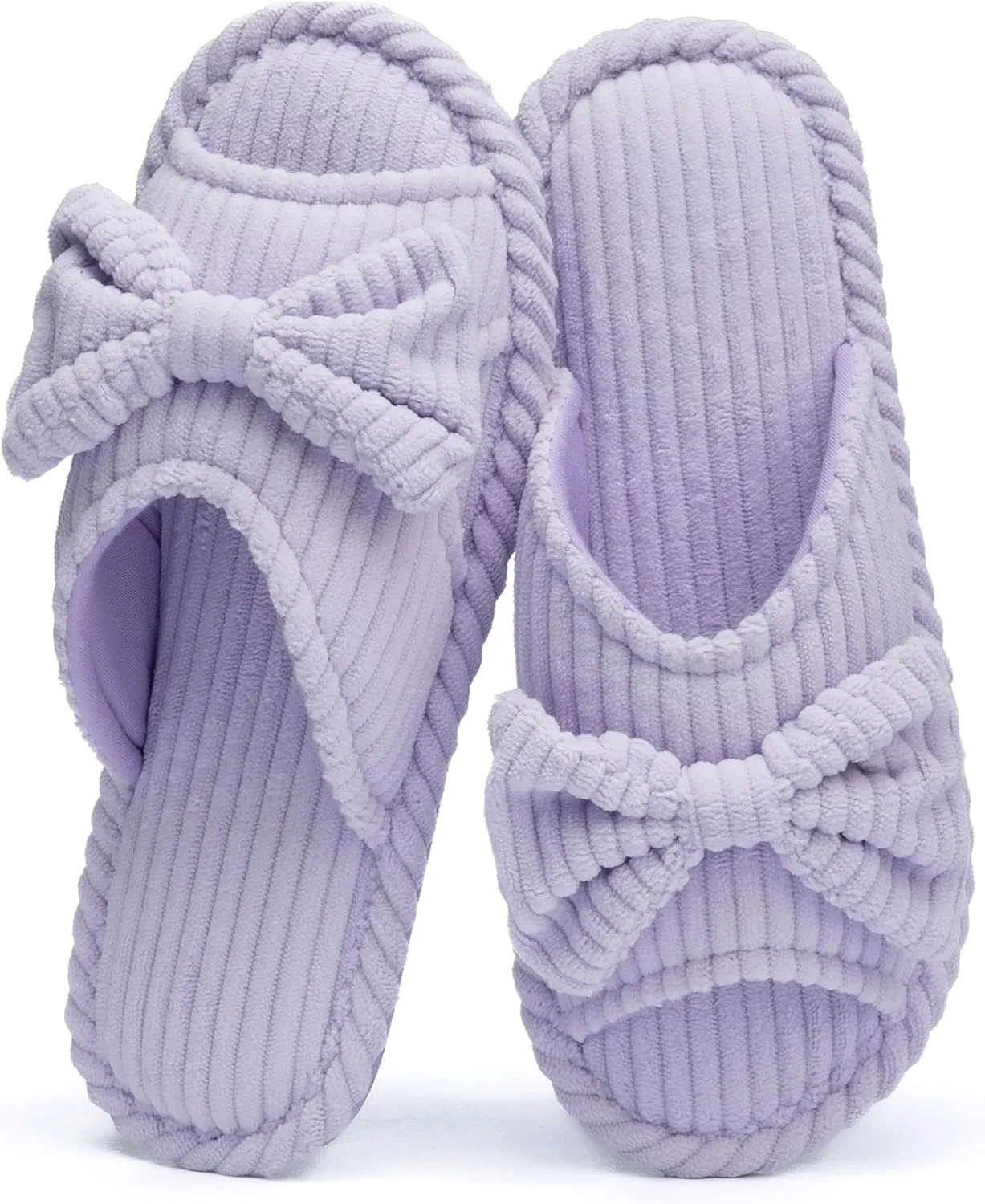 Cute Slippers for Women Indoor and Outdoor Cozy Soft Bow Open Toe Womens Slippers with Memory Foam Anti-Skid Sole Slides Spa Birthday Gifts for Women Mom Her Ladies Bridesmaid