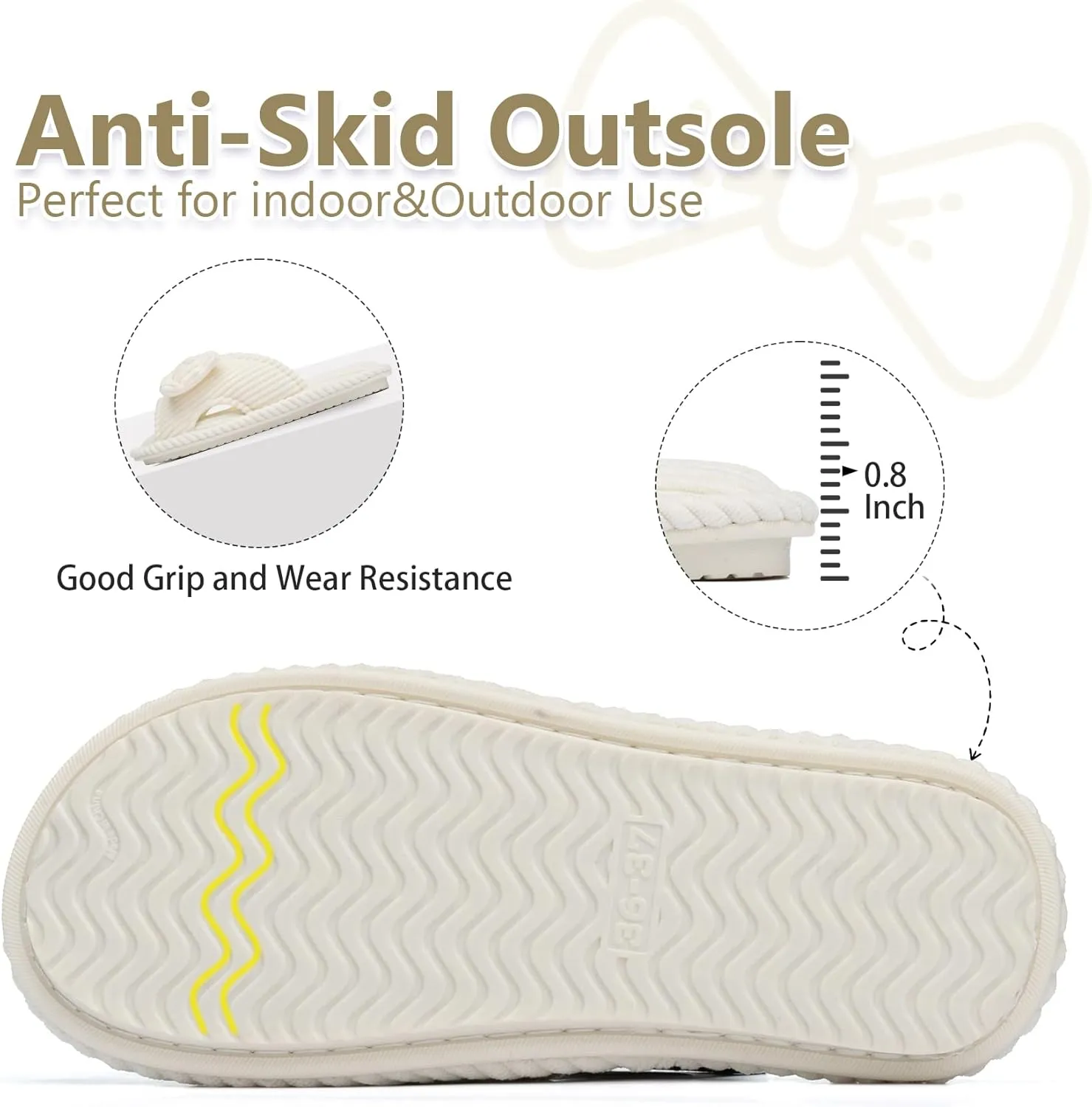 Cute Slippers for Women Indoor and Outdoor Cozy Soft Bow Open Toe Womens Slippers with Memory Foam Anti-Skid Sole Slides Spa Birthday Gifts for Women Mom Her Ladies Bridesmaid