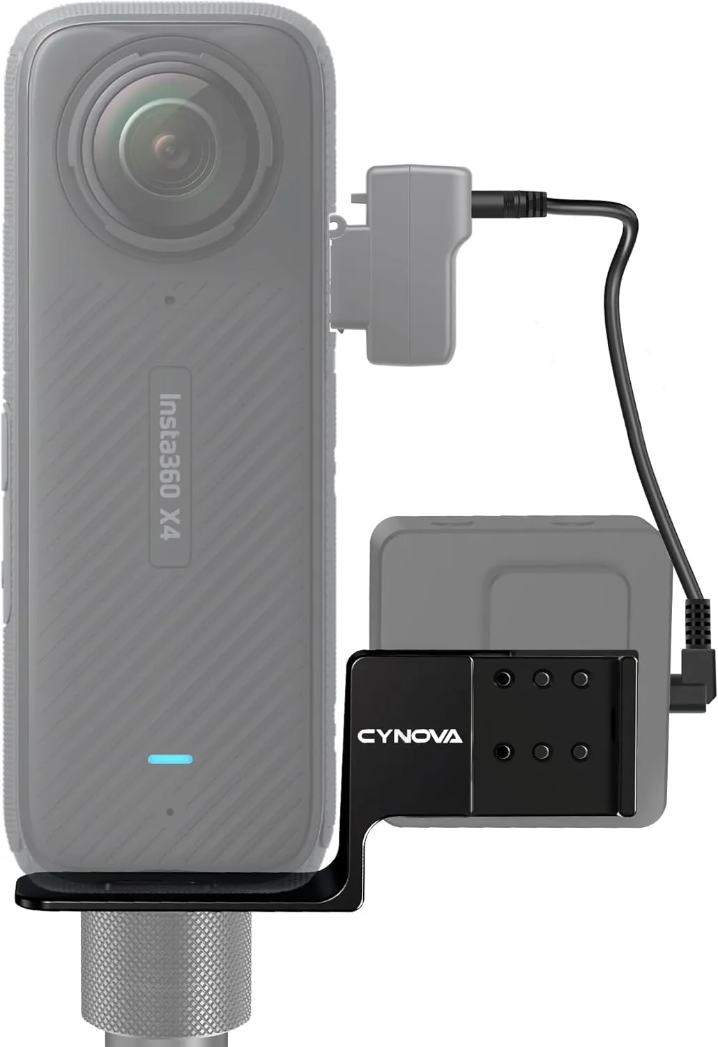 CYNOVA Cold Shoe for Insta360 X4 Accessories, Invisible Mic Bracket Compatible with insta360 X4 / X3 / One X2 for RODE Wireless GO Microphone Holder (with 3.5mm Audio Cable)