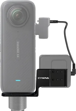CYNOVA Cold Shoe for Insta360 X4 Accessories, Invisible Mic Bracket Compatible with insta360 X4 / X3 / One X2 for RODE Wireless GO Microphone Holder (with 3.5mm Audio Cable)