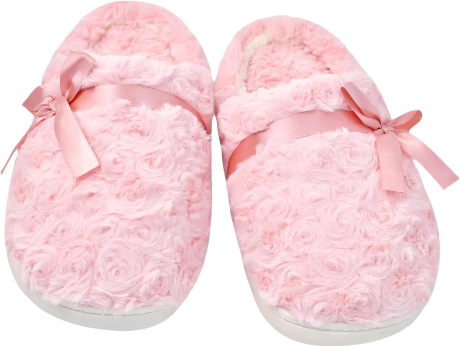 DCLTD Fluffy House Slippers for Women Flower Bedroom Shoes Cozy Warm Slip on Indoor and Outdoor Winter Shoes Super Soft Rose Slippers Christmas Gifts