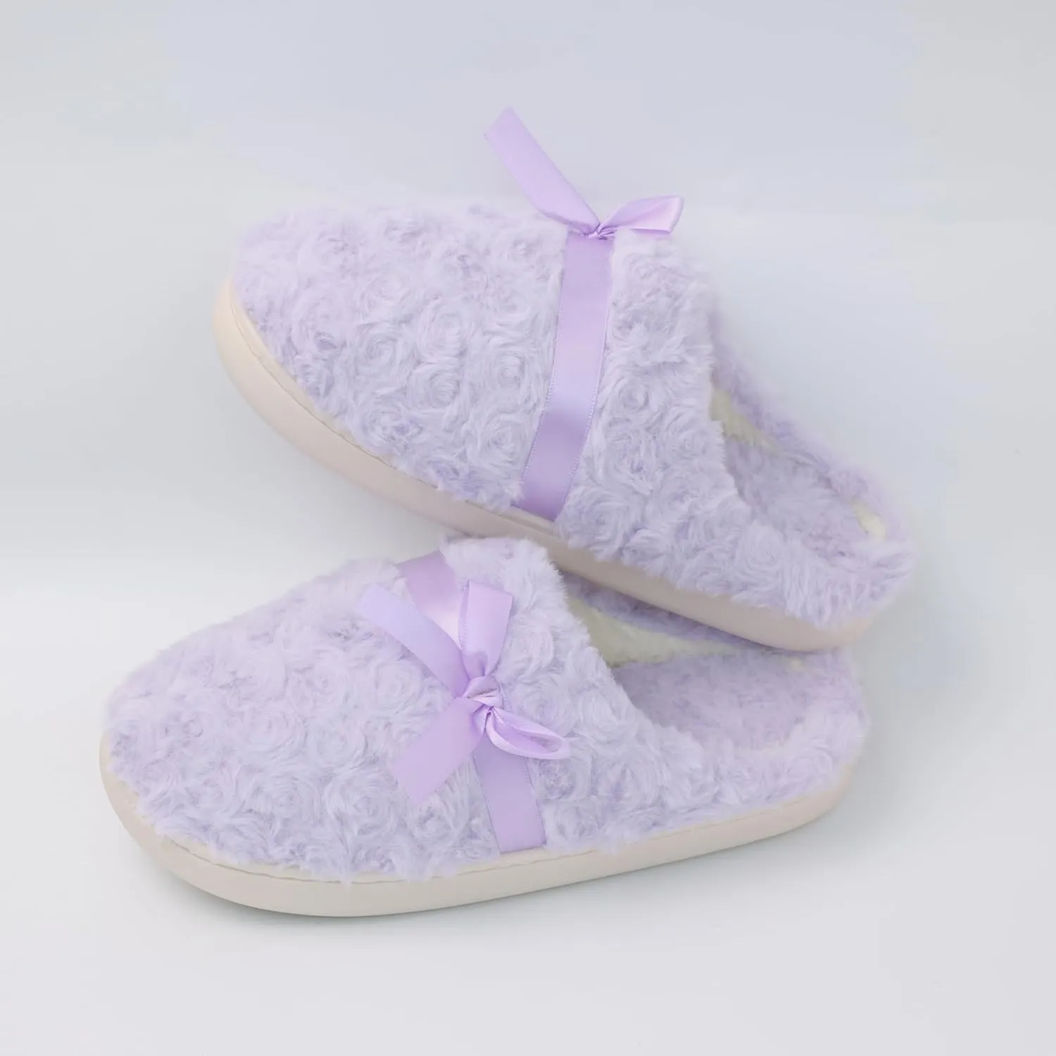 DCLTD Fluffy House Slippers for Women Flower Bedroom Shoes Cozy Warm Slip on Indoor and Outdoor Winter Shoes Super Soft Rose Slippers Christmas Gifts