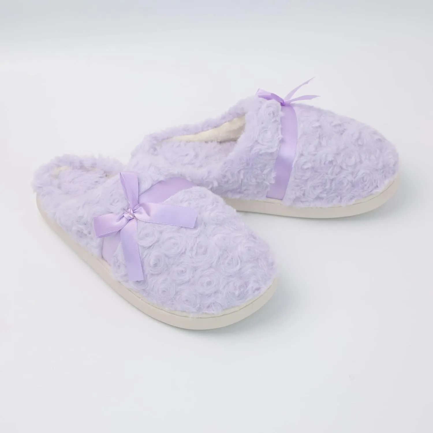 DCLTD Fluffy House Slippers for Women Flower Bedroom Shoes Cozy Warm Slip on Indoor and Outdoor Winter Shoes Super Soft Rose Slippers Christmas Gifts