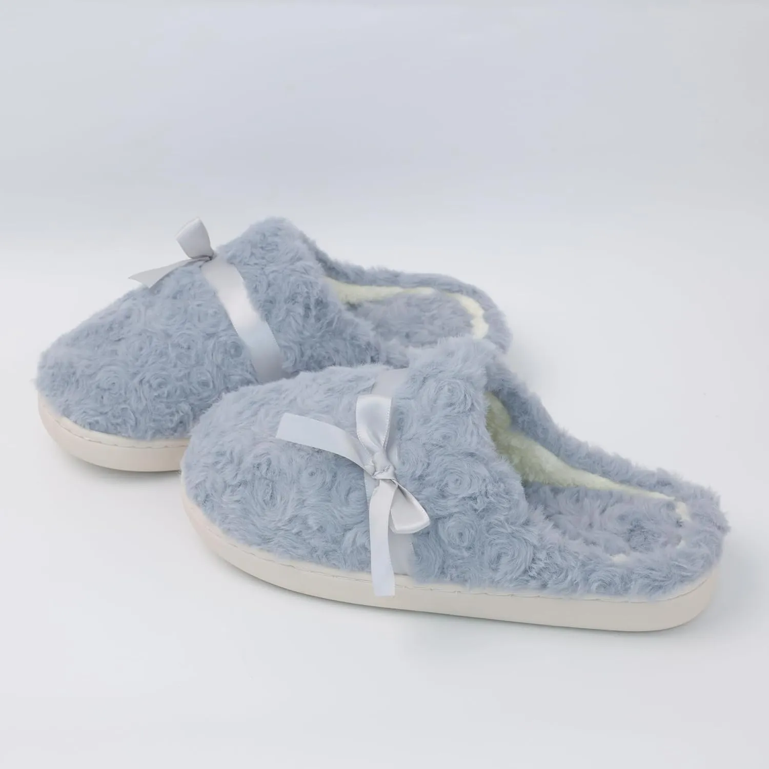 DCLTD Fluffy House Slippers for Women Flower Bedroom Shoes Cozy Warm Slip on Indoor and Outdoor Winter Shoes Super Soft Rose Slippers Christmas Gifts