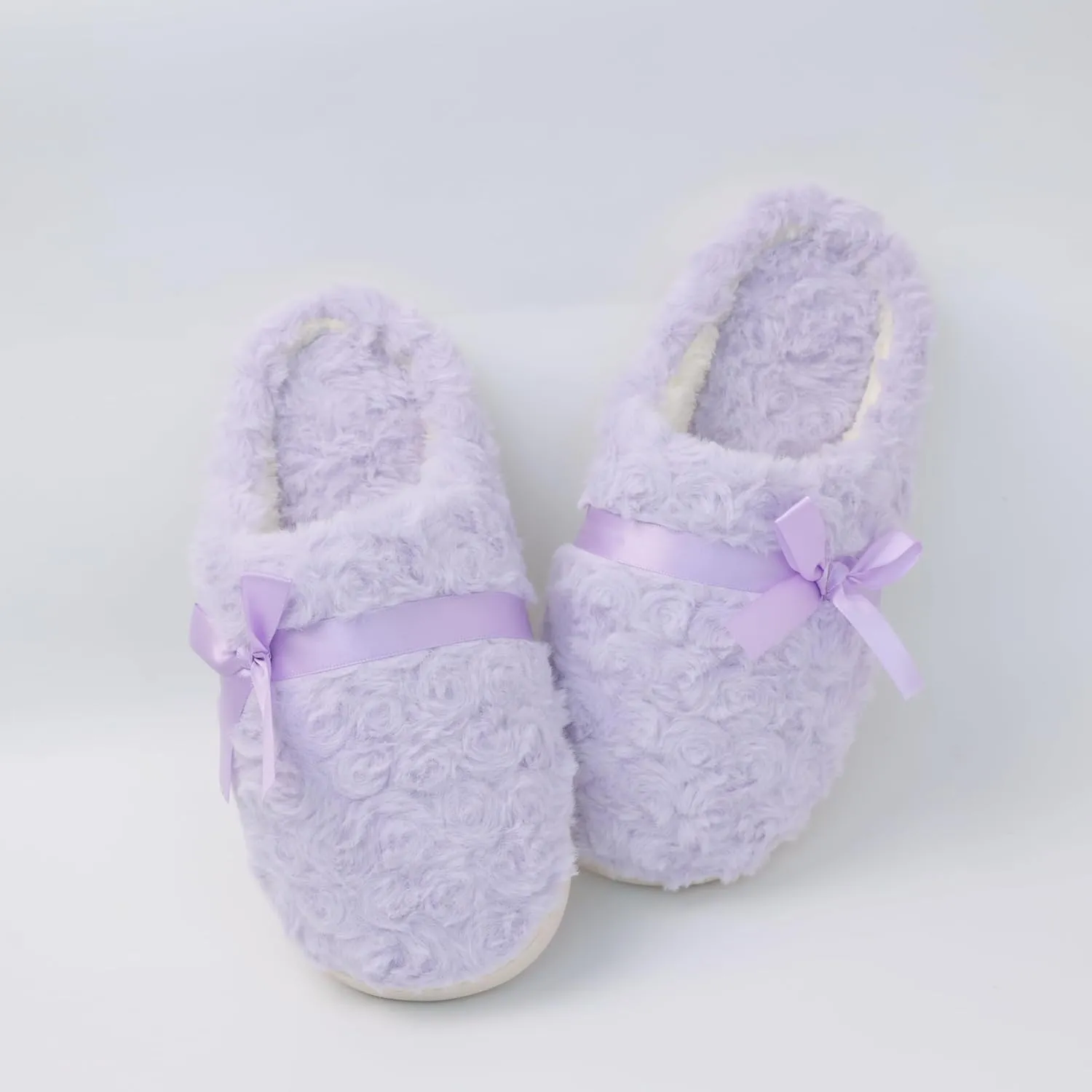 DCLTD Fluffy House Slippers for Women Flower Bedroom Shoes Cozy Warm Slip on Indoor and Outdoor Winter Shoes Super Soft Rose Slippers Christmas Gifts