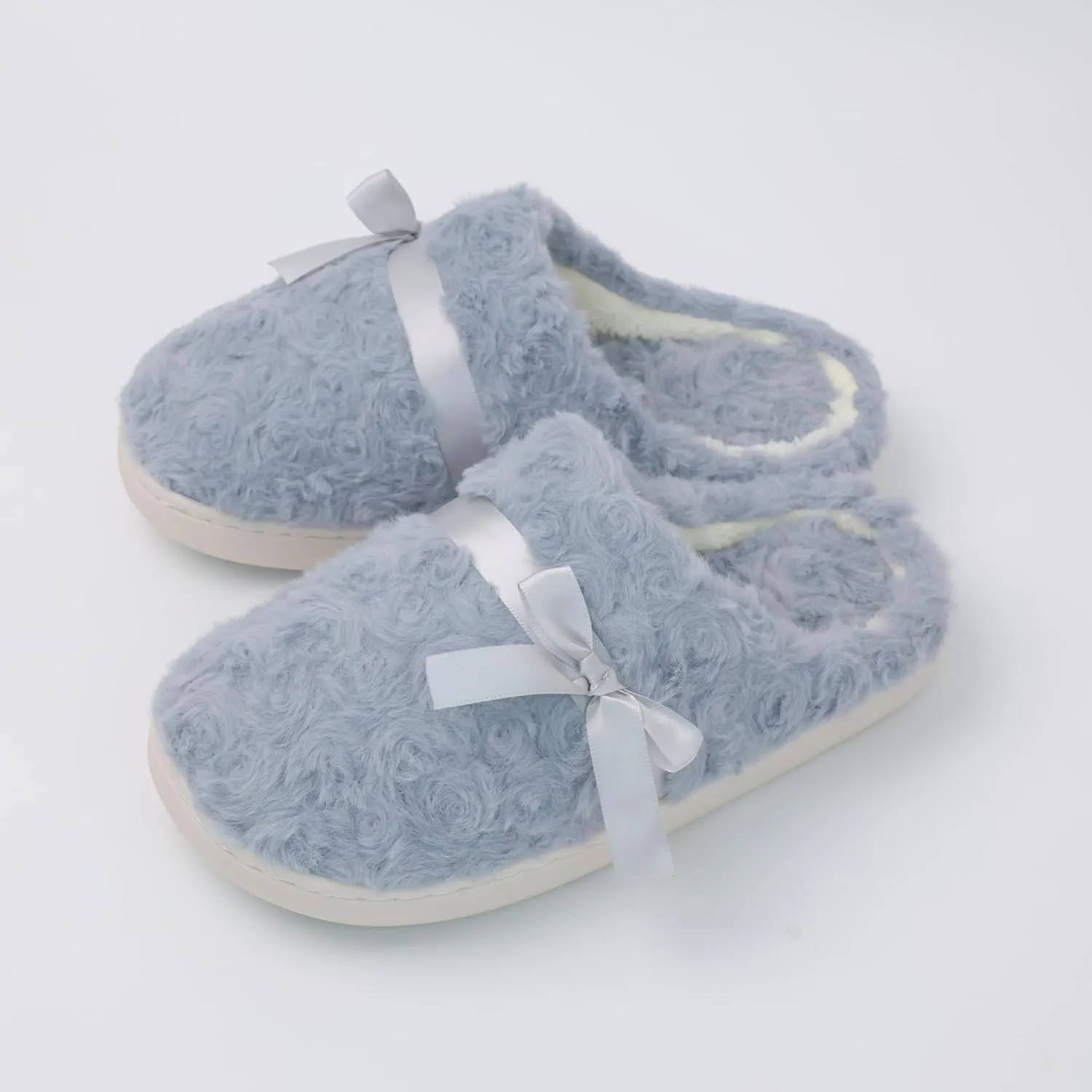 DCLTD Fluffy House Slippers for Women Flower Bedroom Shoes Cozy Warm Slip on Indoor and Outdoor Winter Shoes Super Soft Rose Slippers Christmas Gifts