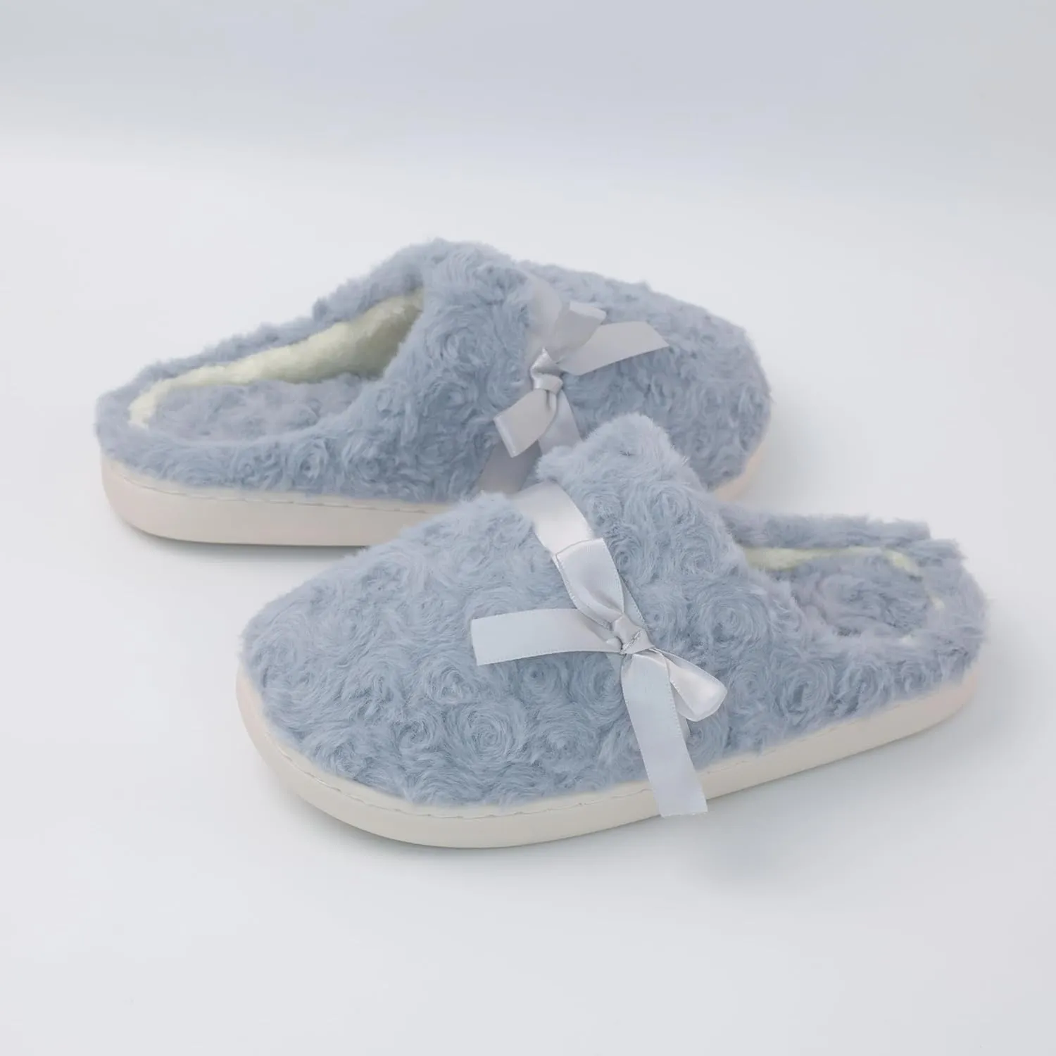 DCLTD Fluffy House Slippers for Women Flower Bedroom Shoes Cozy Warm Slip on Indoor and Outdoor Winter Shoes Super Soft Rose Slippers Christmas Gifts