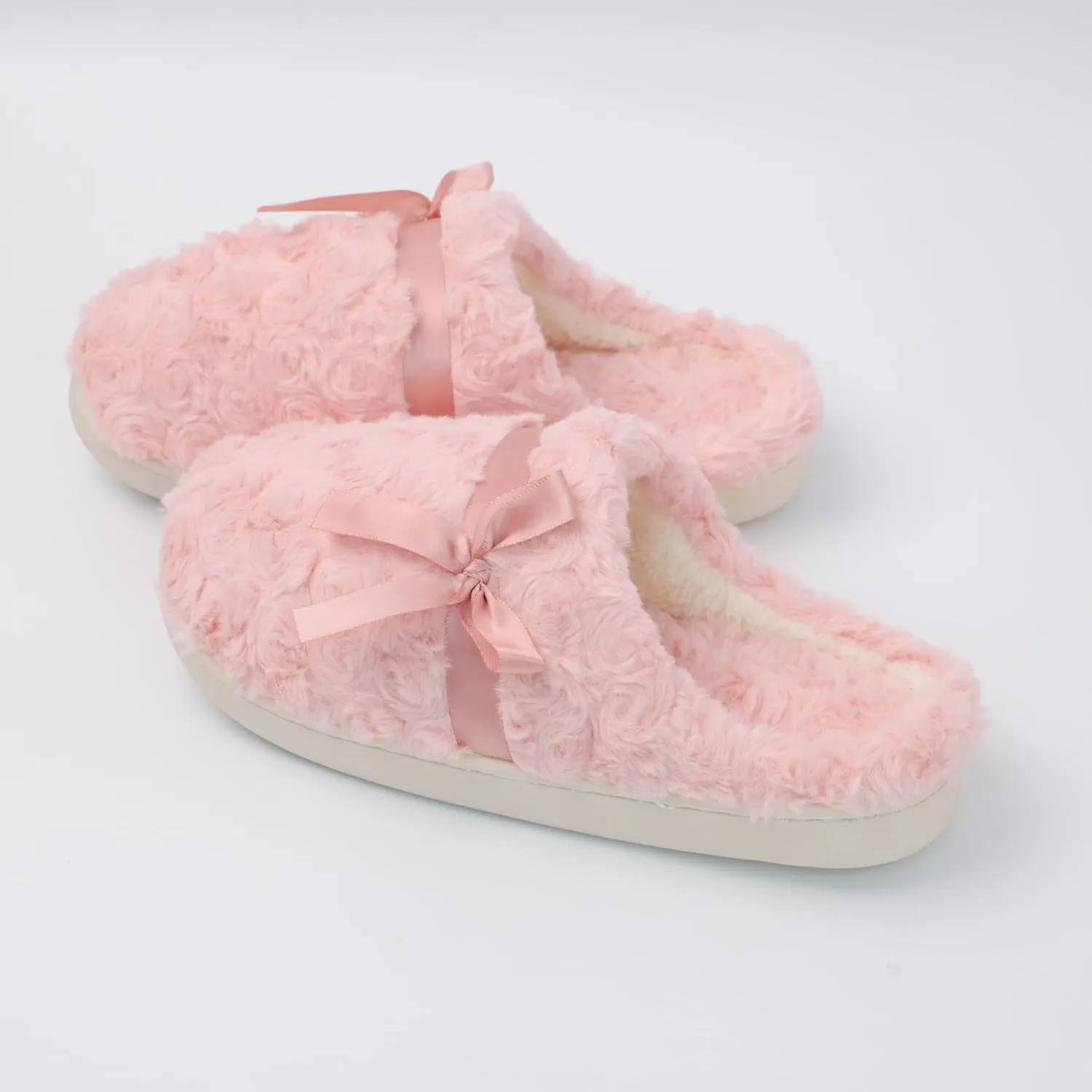 DCLTD Fluffy House Slippers for Women Flower Bedroom Shoes Cozy Warm Slip on Indoor and Outdoor Winter Shoes Super Soft Rose Slippers Christmas Gifts
