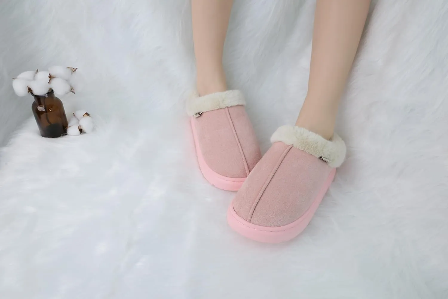 DCLTD Fluffy House Slippers for Women Men Bedroom Shoes Cozy Warm Slip on Indoor and Outdoor Winter Platform Shoes Super Soft Cloud Slippers Christmas Gifts