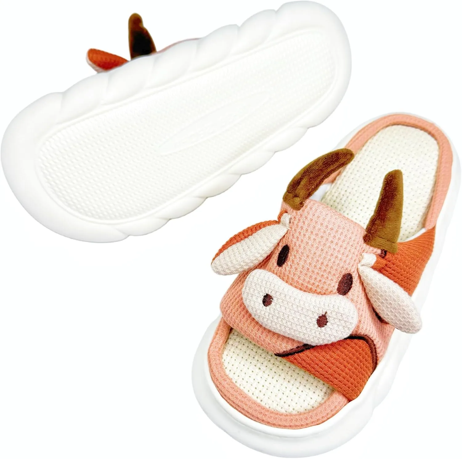 DCLTD Womens Cartoon Animal Slippers Home Linen Slippers Men's and Women's Cartoon Slides Cloud Slippers Super Soft Shoes for Boys and Girls