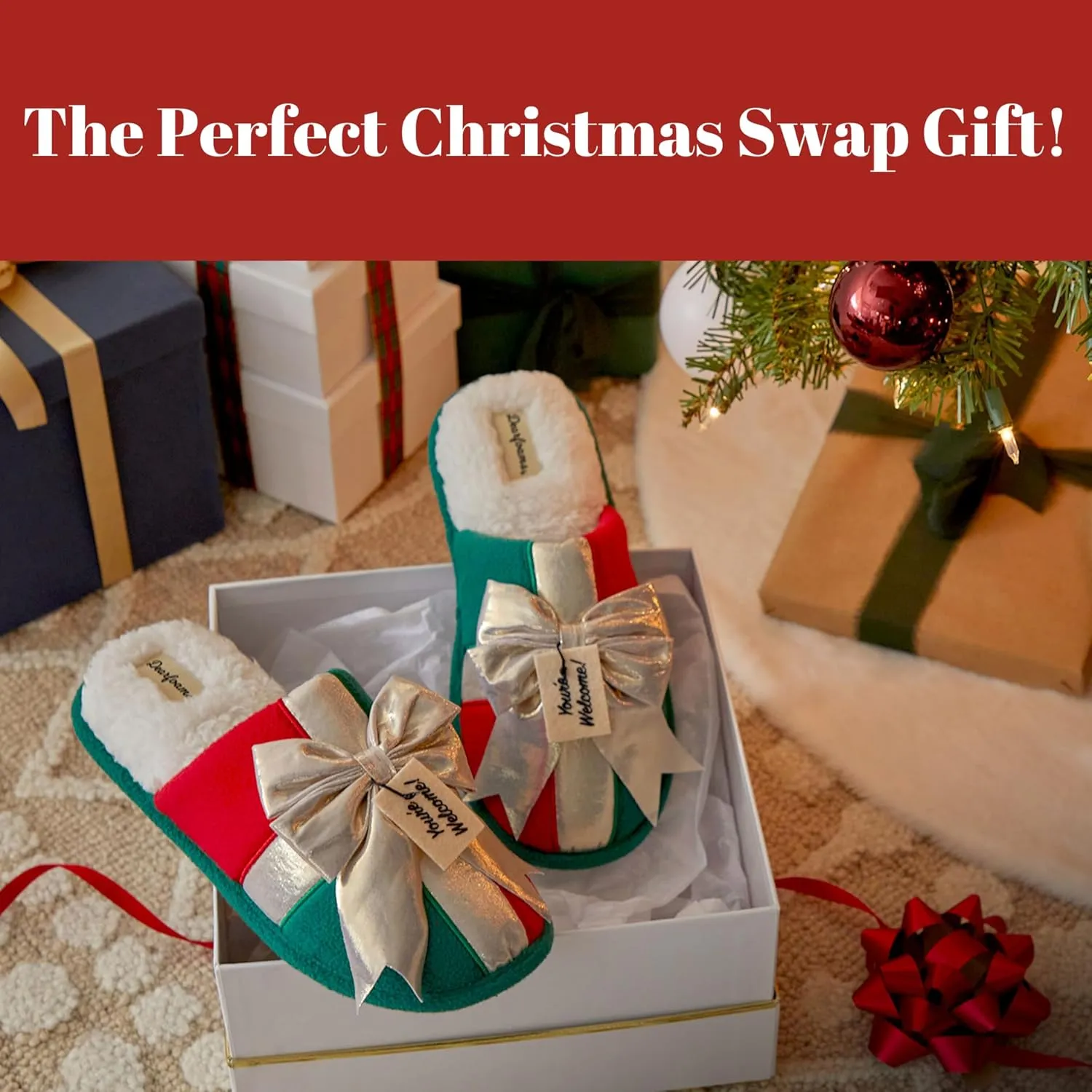 Dearfoams unisex adult Ugly Sweater Christmas Slippers for Men and Women