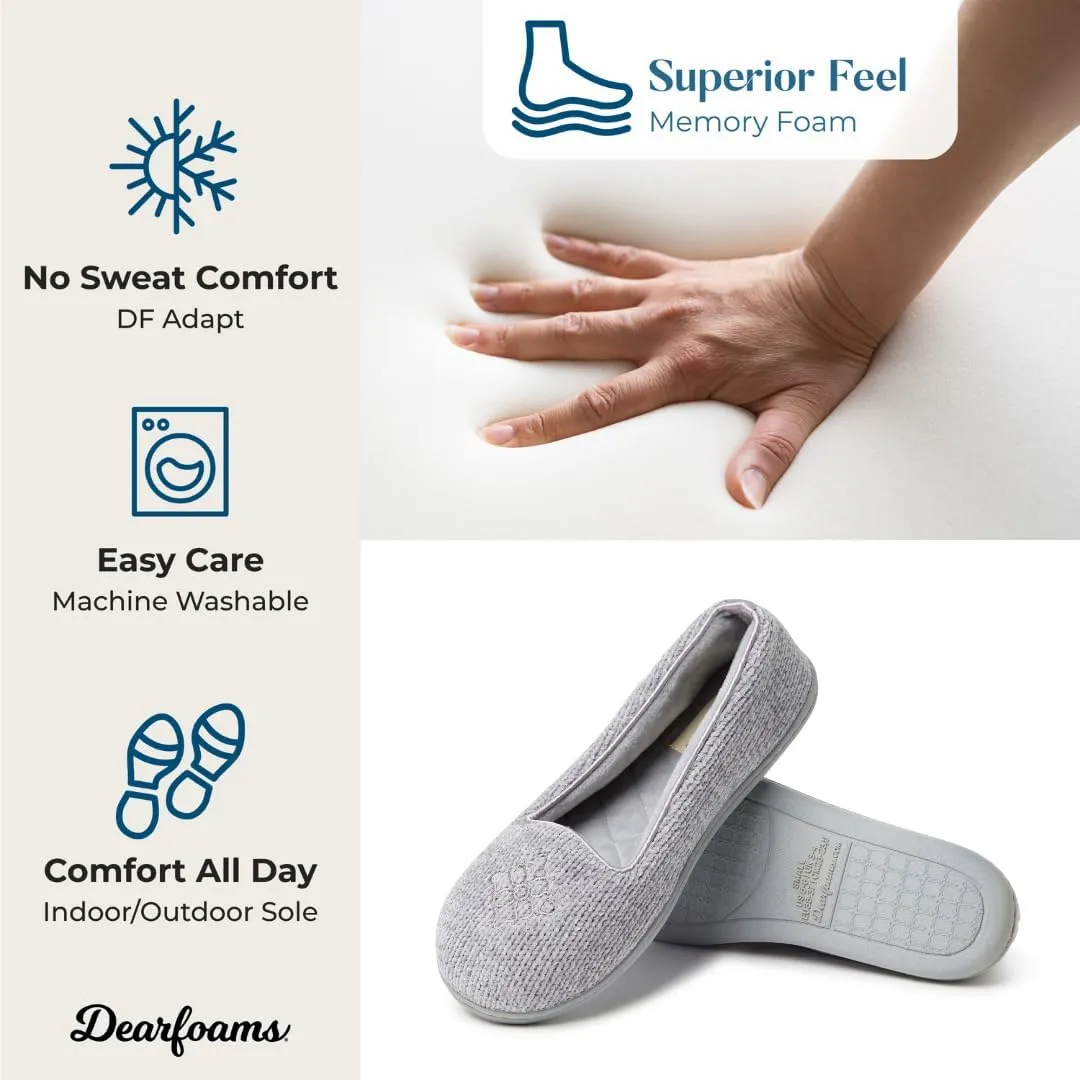 Dearfoams Women's Cozy Memory Foam Indoor Rebecca Closed Back House Ballet Slipper with Wide Widths