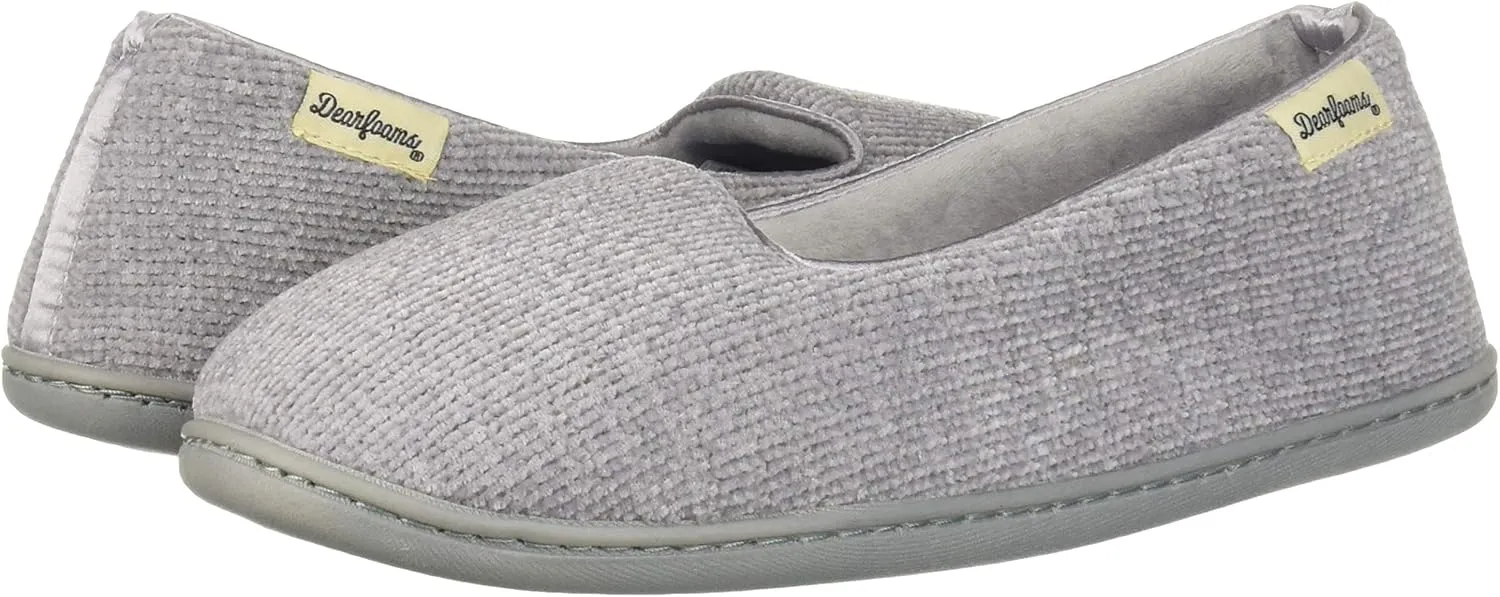 Dearfoams Women's Cozy Memory Foam Indoor Rebecca Closed Back House Ballet Slipper with Wide Widths