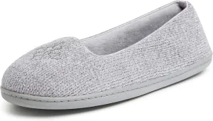 Dearfoams Women's Cozy Memory Foam Indoor Rebecca Closed Back House Ballet Slipper with Wide Widths