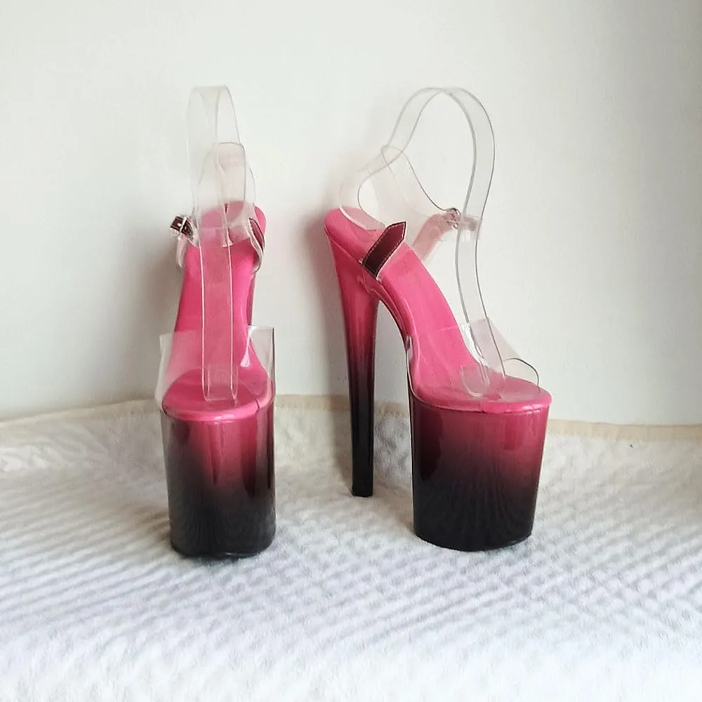 denova's Women's Transparent 7.9in Very High Heel Platform Pole Dance Ankle Strap Stiletto Sandal