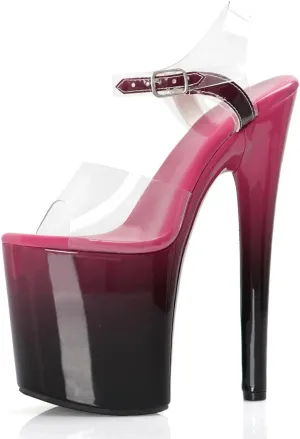 denova's Women's Transparent 7.9in Very High Heel Platform Pole Dance Ankle Strap Stiletto Sandal