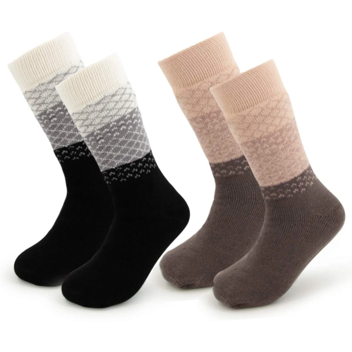 DG Hill Treehouse Knits (2 Pack) Kids Slipper Socks Grippers, Kids Fuzzy Socks, Thermal Lined Sherpa Socks Knit Fleece