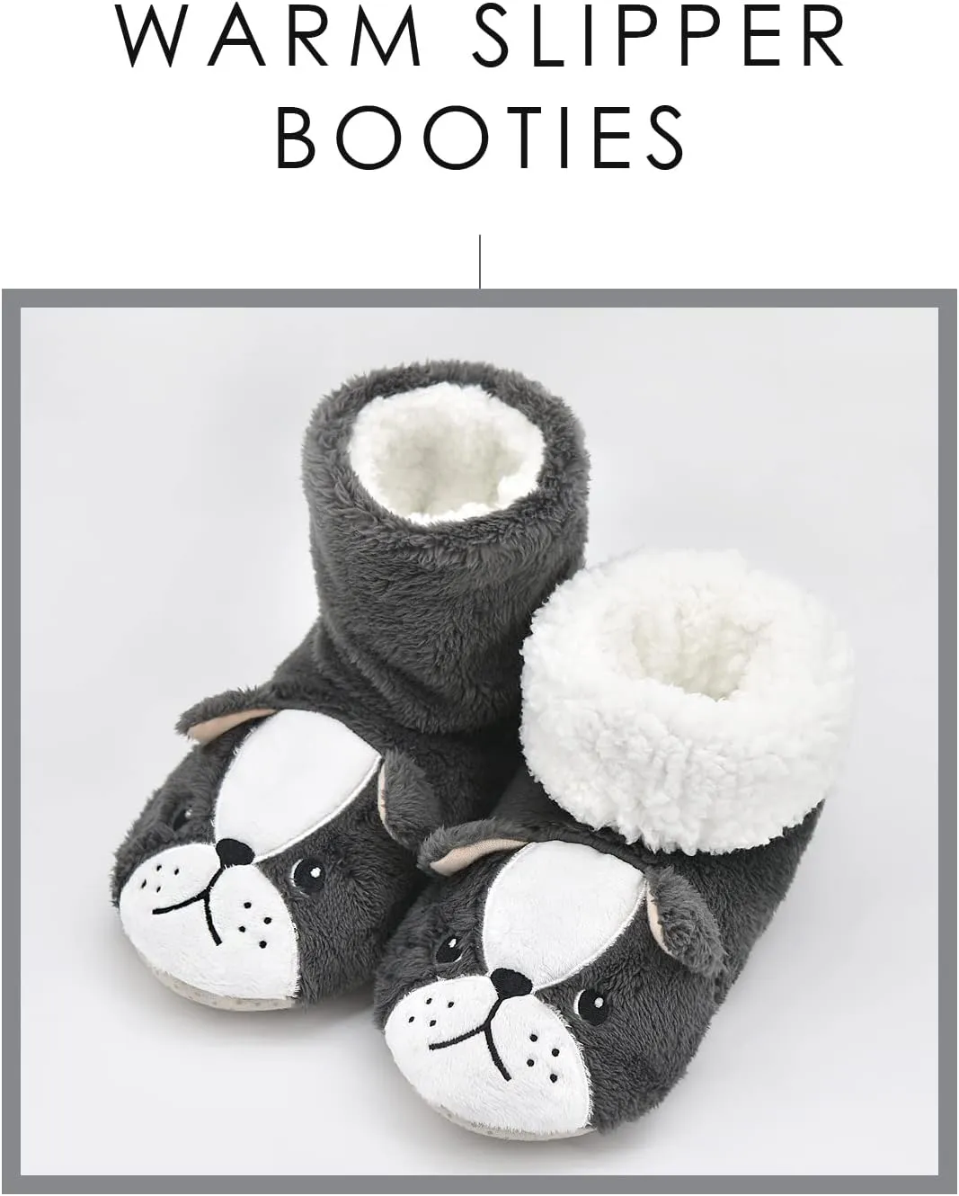 DICUIRD Animal Slipper Socks with Grippers for Women,Winter Cozy&Comfy Boot Slippers for Women