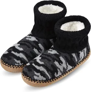 DICUIRD Slipper Socks for Mens,Fuzzy Sherpa Lined Socks with Soft Soles,Cozy Warm House Indoor Booties with Non Slip Bottoms, Mens Winter Christmas Gifts