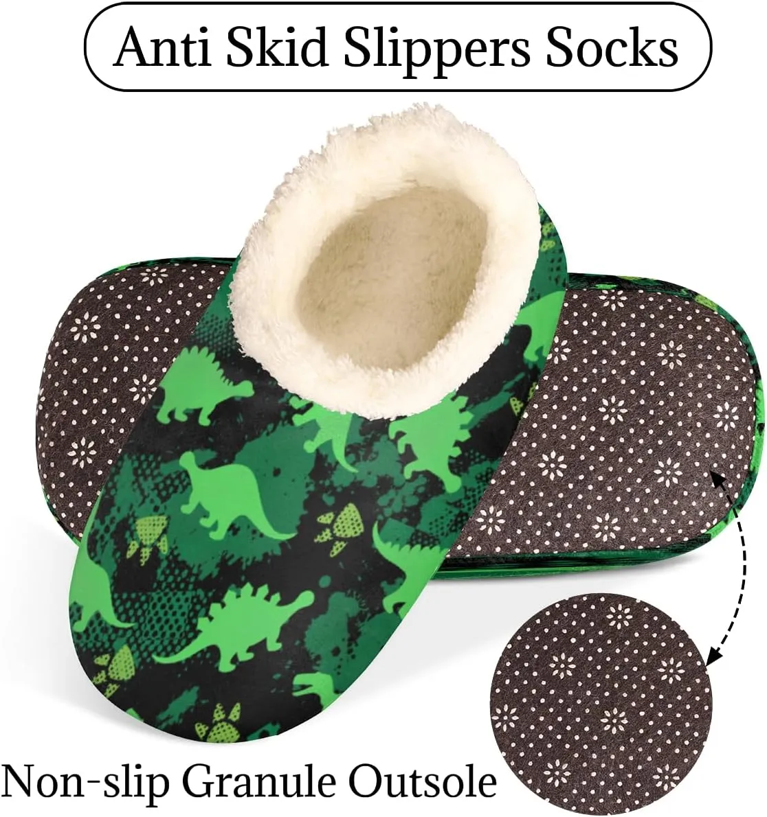 Dinosaurs Footprints Women's Slippers, Animal Dinosaurs Soft Cozy Plush Lined House Slipper Shoes Indoor Non-Slip Slippers for Women Girls Teenager