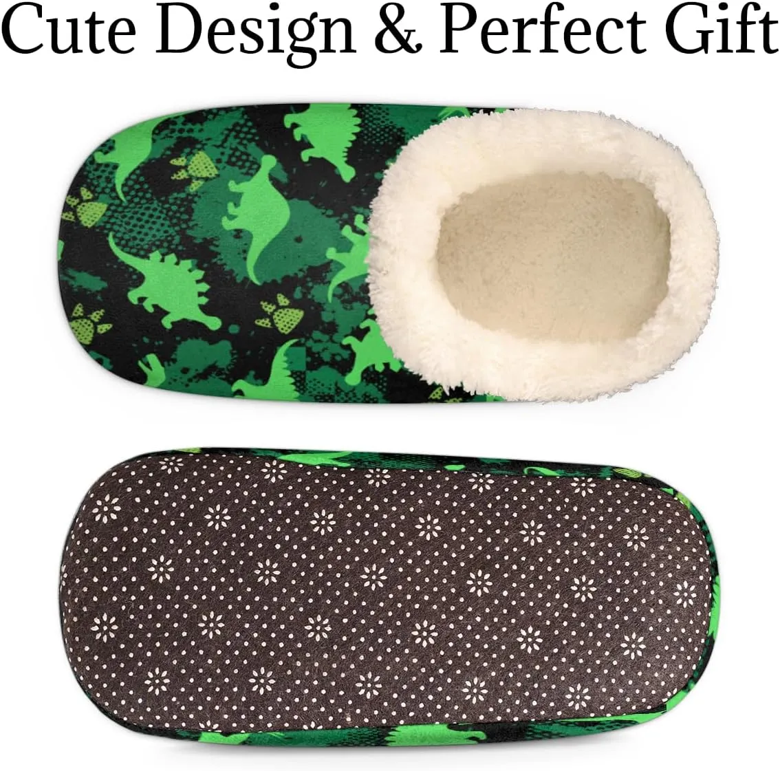 Dinosaurs Footprints Women's Slippers, Animal Dinosaurs Soft Cozy Plush Lined House Slipper Shoes Indoor Non-Slip Slippers for Women Girls Teenager