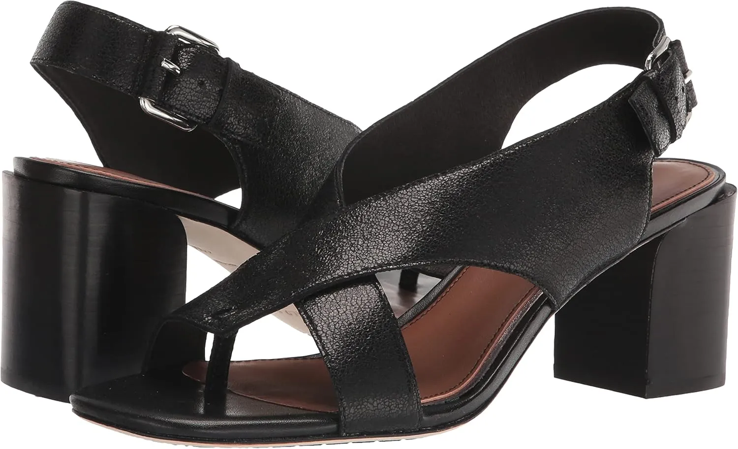 Donald Pliner Women's Pasha Vintage Metallic Leather Block Heeled, Comfortable Sandals, Chunky Heels