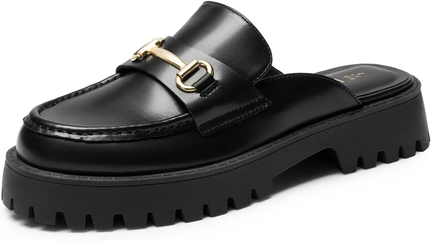 DREAM PAIRS Mules for Women, Comfortable Loafer Mules Slip On Chunky Business Casual Shoes