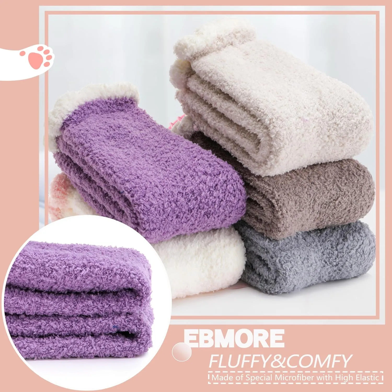 EBMORE Womens Fuzzy Socks Fleece Fluffy Cabin Plush Warm Sleep Soft Cozy Winter Adult Socks